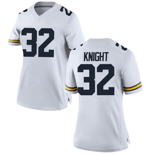 Nolan Knight Michigan Wolverines Women's NCAA #32 White Game Brand Jordan College Stitched Football Jersey EDK1554NS